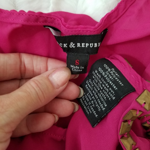 Rock & Republic studded cami/tankhot pink sz. small EUC - Picture 5 of 8